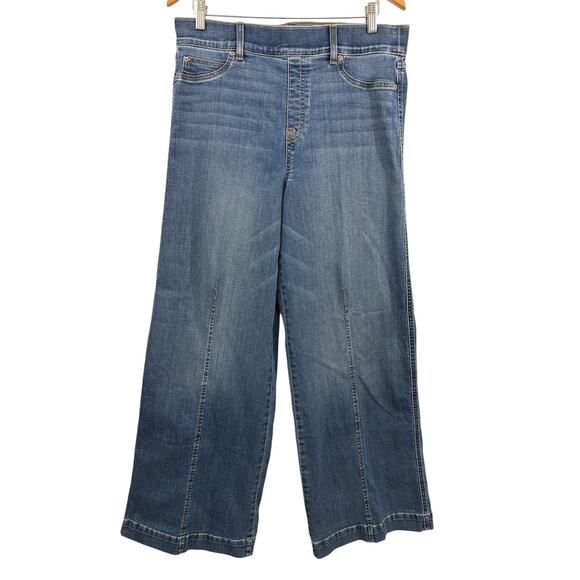 SPANX Seamed Front Wide Leg Jeans Vintage Indigo High Rise Stretch Denim Sz XL - Picture 2 of 12